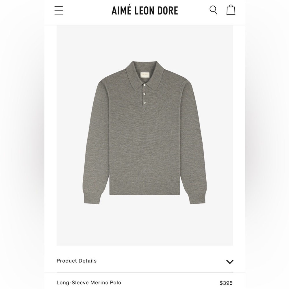 Aime Leon Dore Gray Long Sleeve Polo
